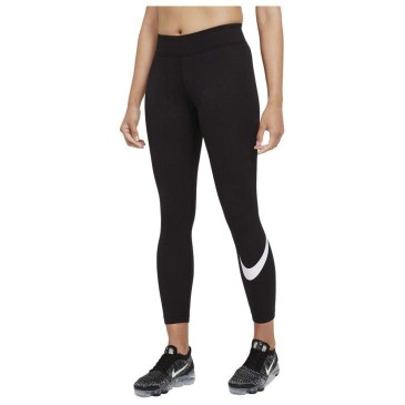 Nike Essential Mid-Rise Swoosh Γυναικείο Μακρύ Κολάν Μαύρο (CZ8530-010)